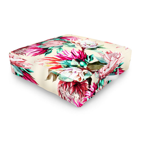 Marta Barragan Camarasa King proteas bloom 02 Outdoor Floor Cushion