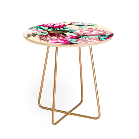 Marta Barragan Camarasa King proteas bloom 02 Round Side Table