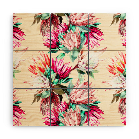Marta Barragan Camarasa King proteas bloom 02 Wood Wall Mural