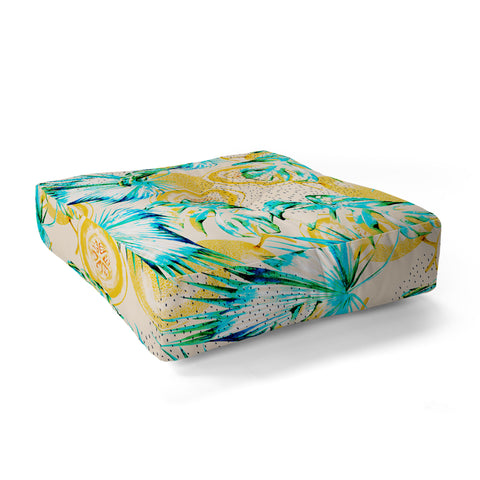 Marta Barragan Camarasa Leaf and melon pattern Floor Pillow Square