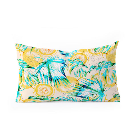 Marta Barragan Camarasa Leaf and melon pattern Oblong Throw Pillow