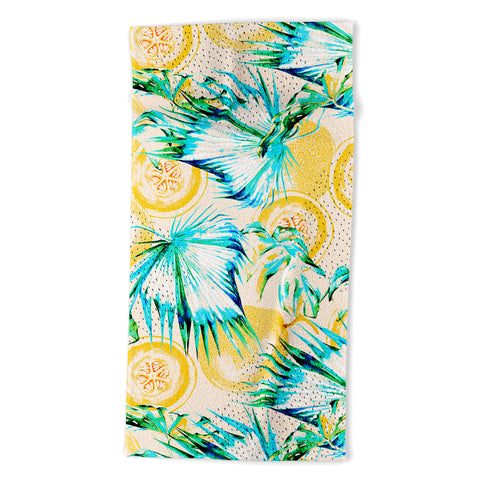 Marta Barragan Camarasa Leaf and melon pattern Beach Towel