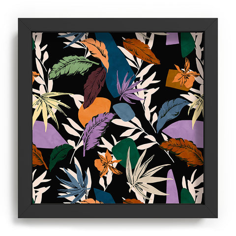 Marta Barragan Camarasa Leaf colorful dark jungle Recessed Framing Square