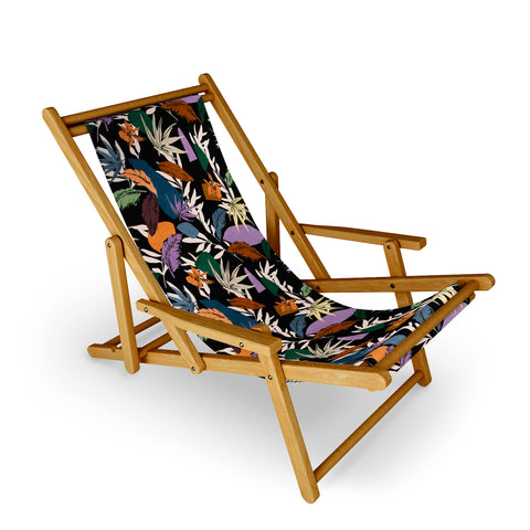 Marta Barragan Camarasa Leaf colorful dark jungle Sling Chair