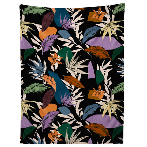 Marta Barragan Camarasa Leaf colorful dark jungle Tapestry