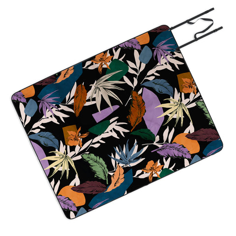 Marta Barragan Camarasa Leaf colorful dark jungle Picnic Blanket