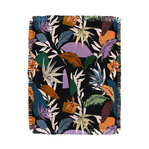 Marta Barragan Camarasa Leaf colorful dark jungle Throw Blanket