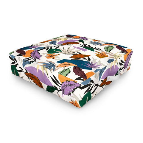 Marta Barragan Camarasa Leaf colorful modern jungle Outdoor Floor Cushion