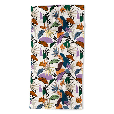 Marta Barragan Camarasa Leaf colorful modern jungle Beach Towel