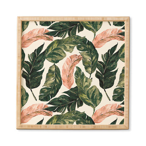 Marta Barragan Camarasa Leaf green and pink Framed Wall Art