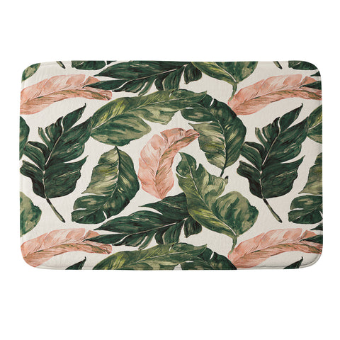 Marta Barragan Camarasa Leaf green and pink Memory Foam Bath Mat