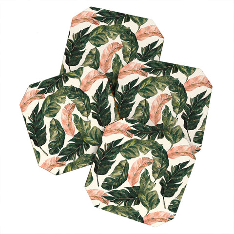 Marta Barragan Camarasa Leaf green and pink Coaster Set