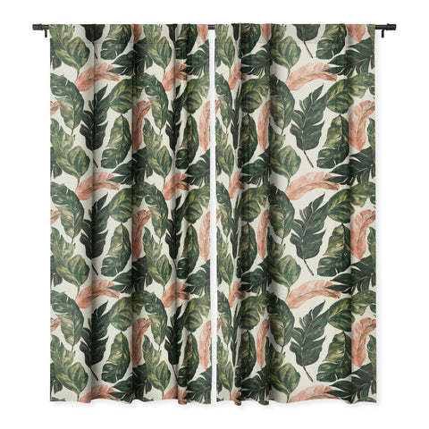 Marta Barragan Camarasa Leaf green and pink Blackout Window Curtain