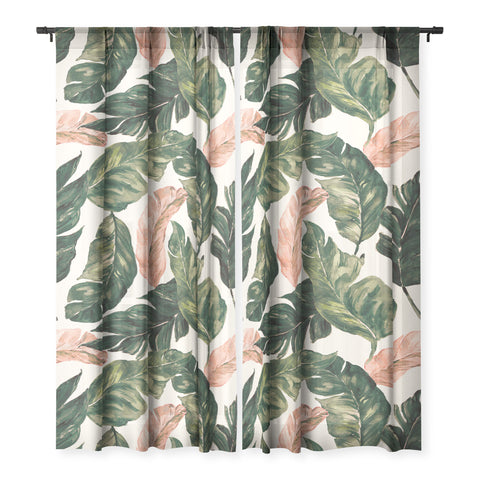 Marta Barragan Camarasa Leaf green and pink Sheer Non Repeat
