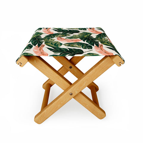 Marta Barragan Camarasa Leaf green and pink Folding Stool