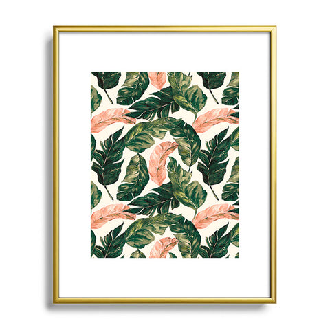 Marta Barragan Camarasa Leaf green and pink Metal Framed Art Print