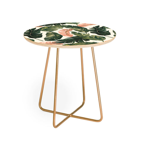 Marta Barragan Camarasa Leaf green and pink Round Side Table