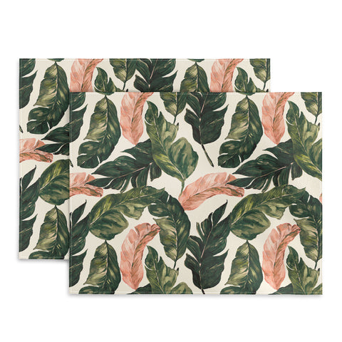 Marta Barragan Camarasa Leaf green and pink Placemat