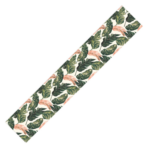 Marta Barragan Camarasa Leaf green and pink Table Runner