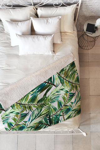 Marta Barragan Camarasa Leaf the jungle watercolor Fleece Throw Blanket