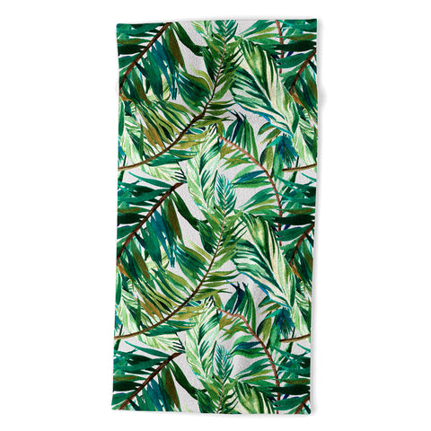 Marta Barragan Camarasa Leaf the jungle watercolor Beach Towel