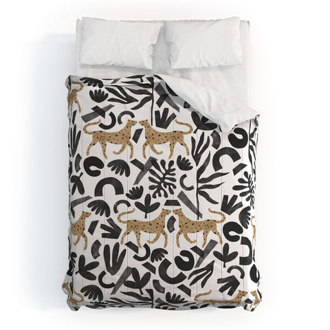 Marta Barragan Camarasa Leopards in modern nature Comforter