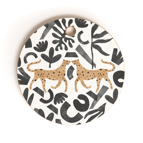 Marta Barragan Camarasa Leopards in modern nature Cutting Board Round