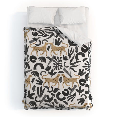 Marta Barragan Camarasa Leopards in modern nature Duvet Cover
