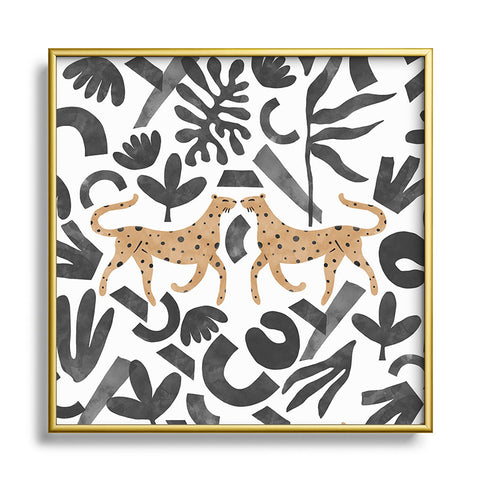 Marta Barragan Camarasa Leopards in modern nature Square Metal Framed Art Print
