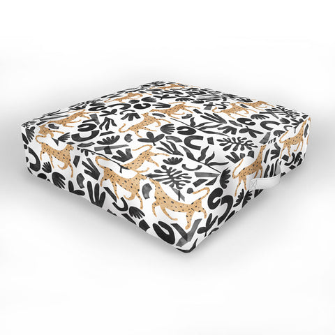 Marta Barragan Camarasa Leopards in modern nature Outdoor Floor Cushion
