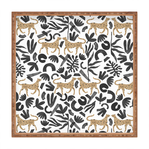 Marta Barragan Camarasa Leopards in modern nature Square Tray