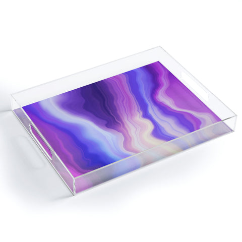 Marta Barragan Camarasa Lilac luminous strokes Acrylic Tray