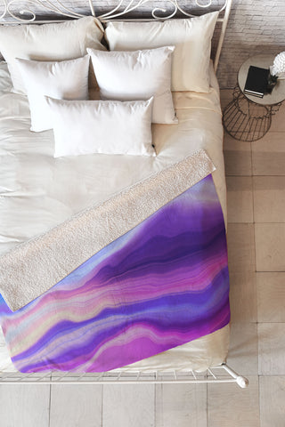 Marta Barragan Camarasa Lilac luminous strokes Fleece Throw Blanket