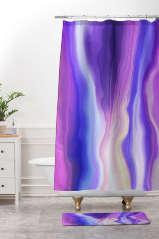 Marta Barragan Camarasa Lilac luminous strokes Shower Curtain And Mat
