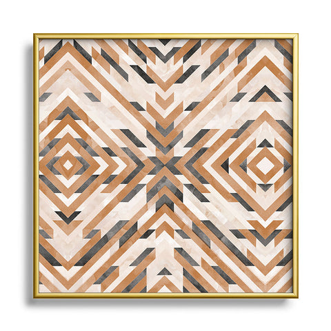 Marta Barragan Camarasa Linear boho stripes Square Metal Framed Art Print