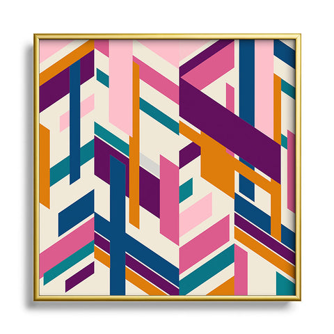 Marta Barragan Camarasa Linear elements Square Metal Framed Art Print