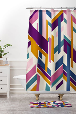 Marta Barragan Camarasa Linear elements Shower Curtain And Mat