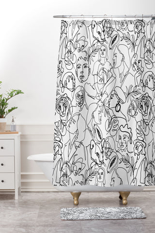 Marta Barragan Camarasa Linear feminine essence Shower Curtain And Mat