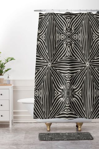 Marta Barragan Camarasa Lines BW mosaic II Shower Curtain And Mat