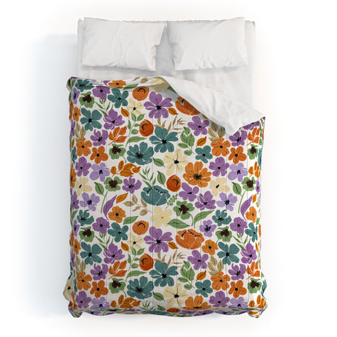Marta Barragan Camarasa Lush Wild Garden Clovers Comforter