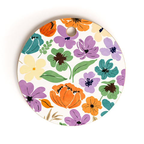 Marta Barragan Camarasa Lush Wild Garden Clovers Cutting Board Round