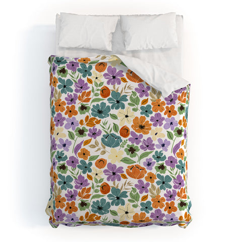 Marta Barragan Camarasa Lush Wild Garden Clovers Duvet Cover