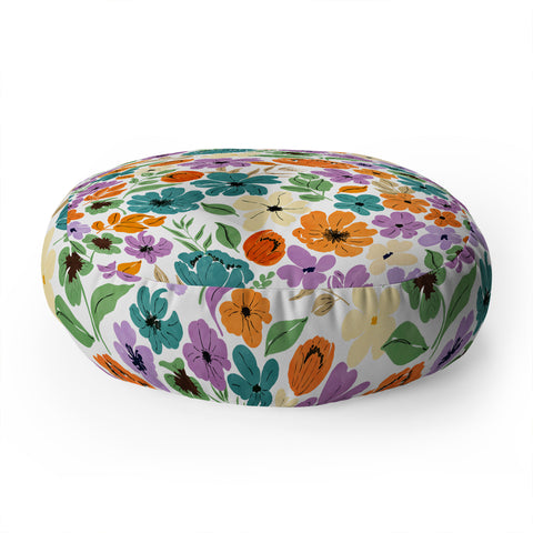 Marta Barragan Camarasa Lush Wild Garden Clovers Floor Pillow Round