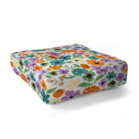Marta Barragan Camarasa Lush Wild Garden Clovers Floor Pillow Square