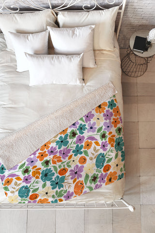 Marta Barragan Camarasa Lush Wild Garden Clovers Fleece Throw Blanket