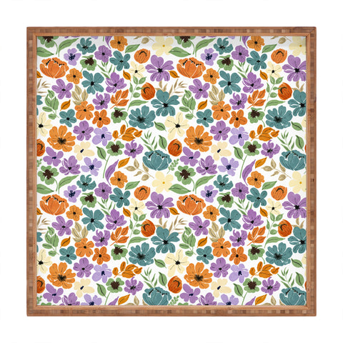 Marta Barragan Camarasa Lush Wild Garden Clovers Square Tray