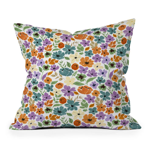 Marta Barragan Camarasa Lush Wild Garden Clovers Throw Pillow