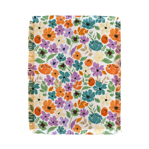 Marta Barragan Camarasa Lush Wild Garden Clovers Throw Blanket
