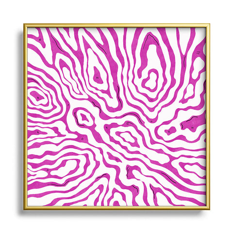 Marta Barragan Camarasa Magenta wave strokes Metal Square Framed Art Print