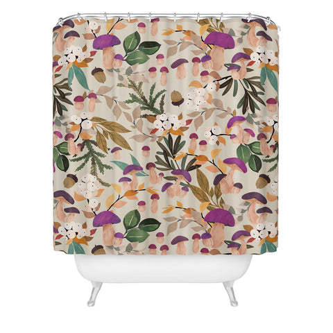 Marta Barragan Camarasa Magic mushroom forest Shower Curtain